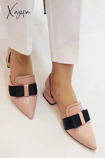 Xajzpa - Bow Pointed Flats 35 / Pink Heels